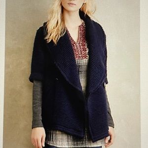EUC (worn 1x) Anthropologie DOLAN Navy Sweater Coat, Sz M
